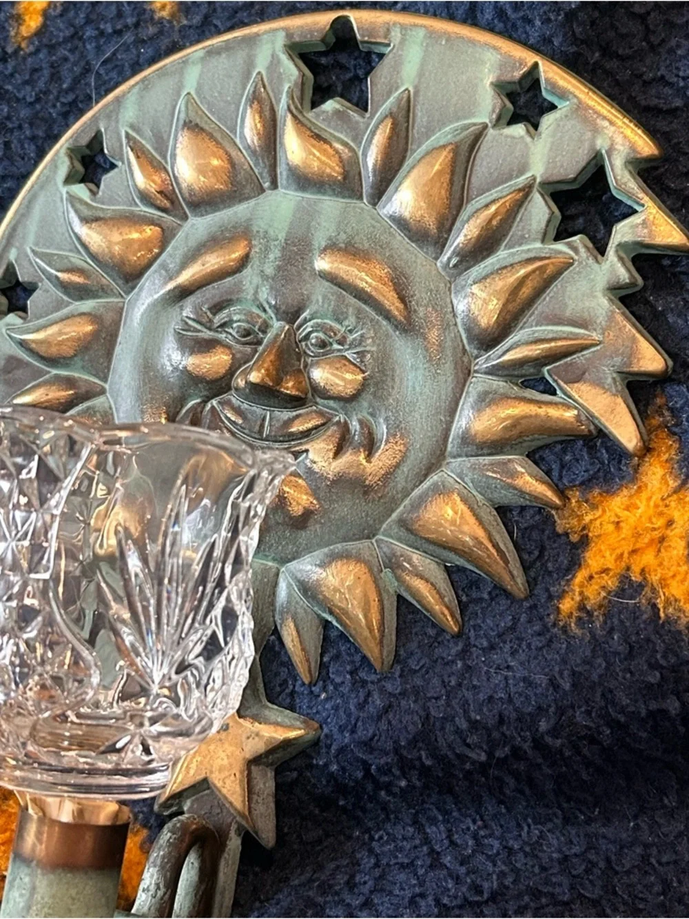 Vintage 90s Celestial Candle Holder PartyLite Sun Wall Sconce Whimsigoth Witchy - Picture 4 of 9